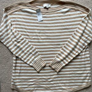 Loft summer weight beige and white sweater